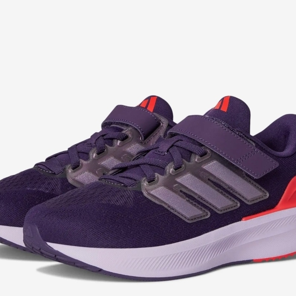 adidas Kids Purple Sneakers with Red Accents and Hook-and-Loop Strap